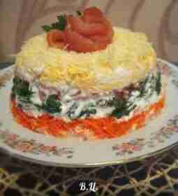 Салат «ЛИДИЯ». Необходимо:  200г.отварной куриной грудки, 200г. Куриной грудки х/к, 400г.отварной зеленой фасоли, 200г.тертой…