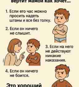 Ребенок чувствует слабину, поэтому не слушается и вертит мамой как хочет.. Это хороший знак,…
